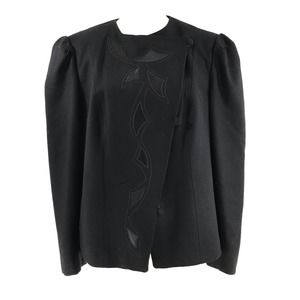 Vintage CBO New York Women's Wool Jacket Embroidered Front Collar made in USA